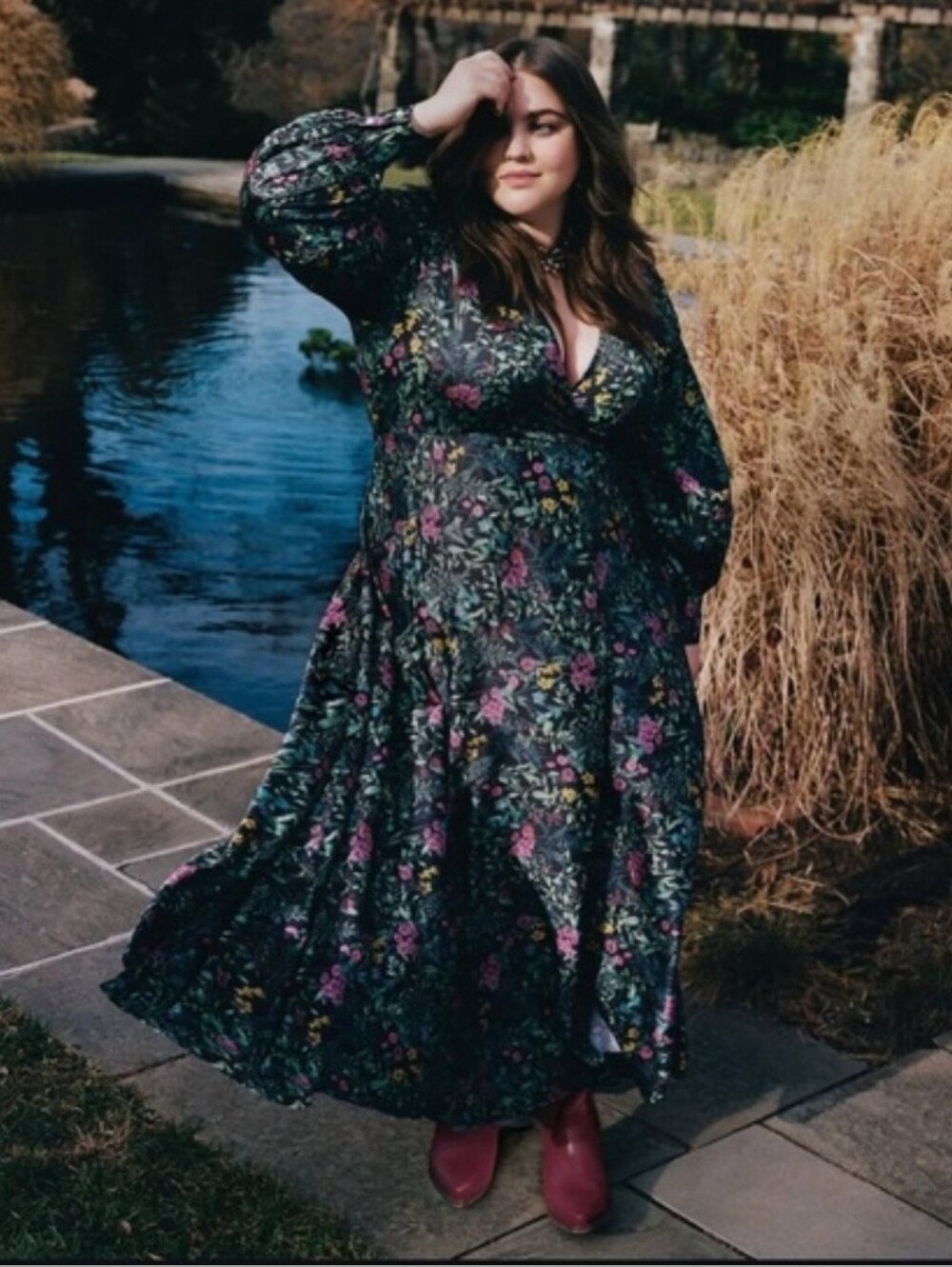 BAACAL WRAP Dark Fairy Floral Maxi Dress Women Y2K Designer Forrest Whimsygoth